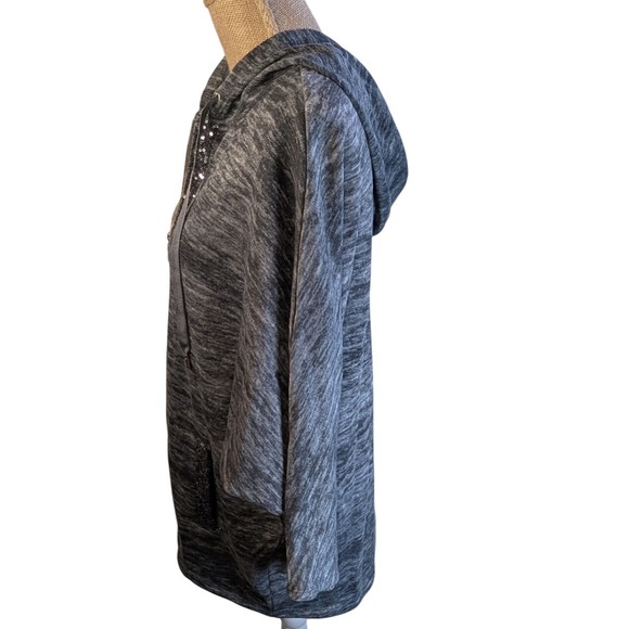 Juicy Couture Gray Heathered Sequin Zip Up Hoodie Jacket Women's Medium - Picture 3 of 7